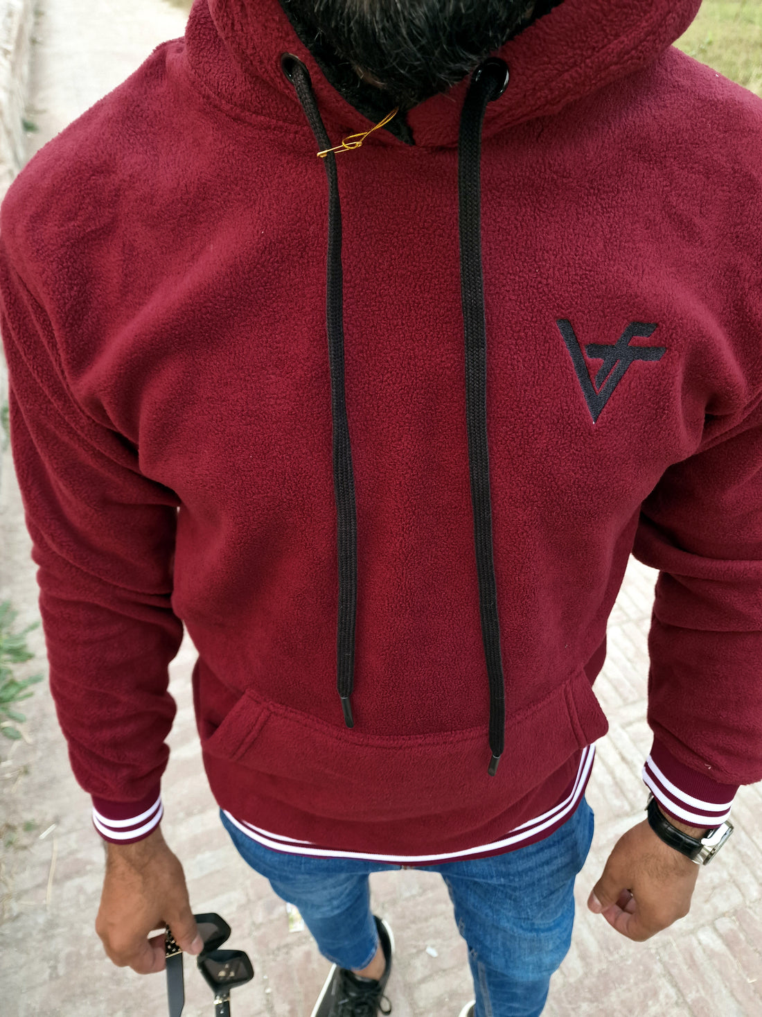 Men's Maroon Red Winter Hoodie - Vogue Fashions