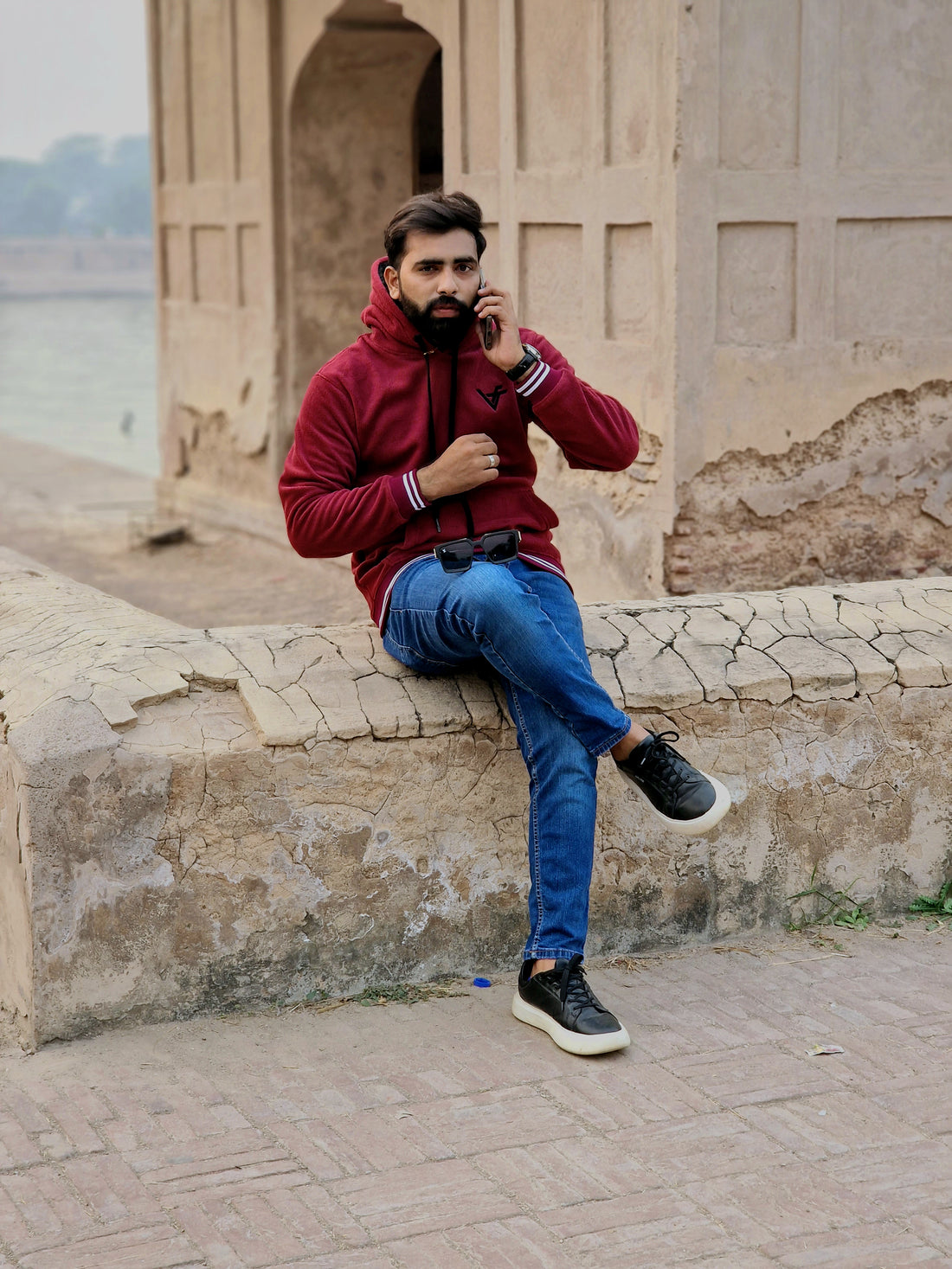 Men's Maroon Red Winter Hoodie - Vogue Fashions