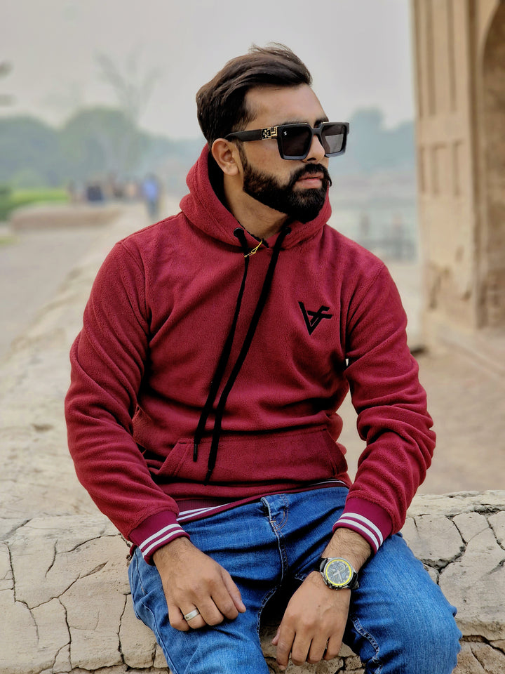 Men's Maroon Red Winter Hoodie - Vogue Fashions
