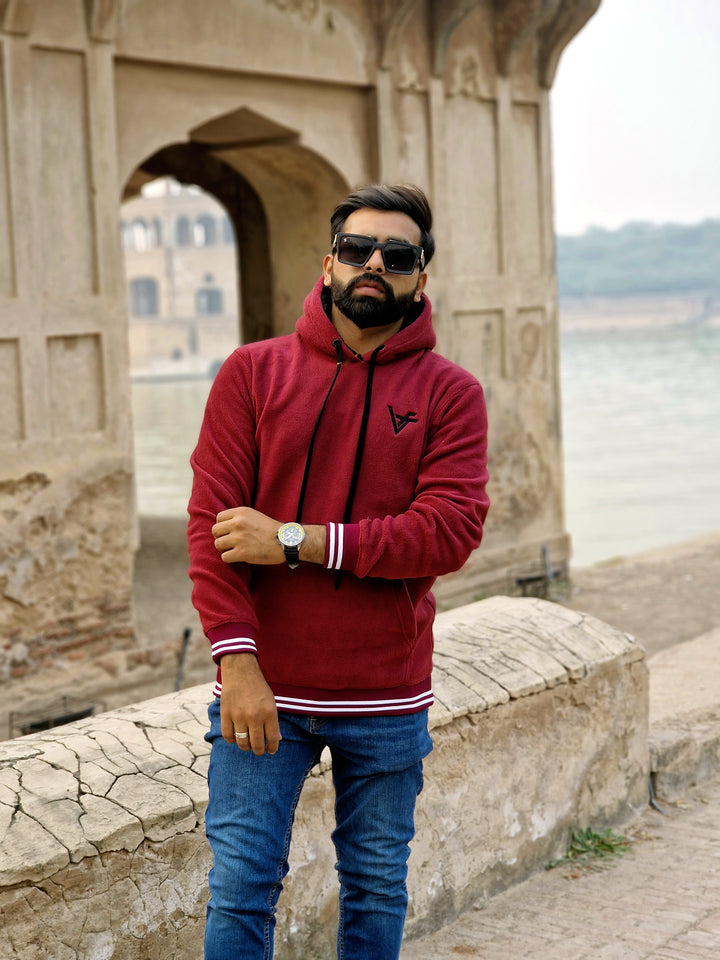 Men's Maroon Red Winter Hoodie - Vogue Fashions