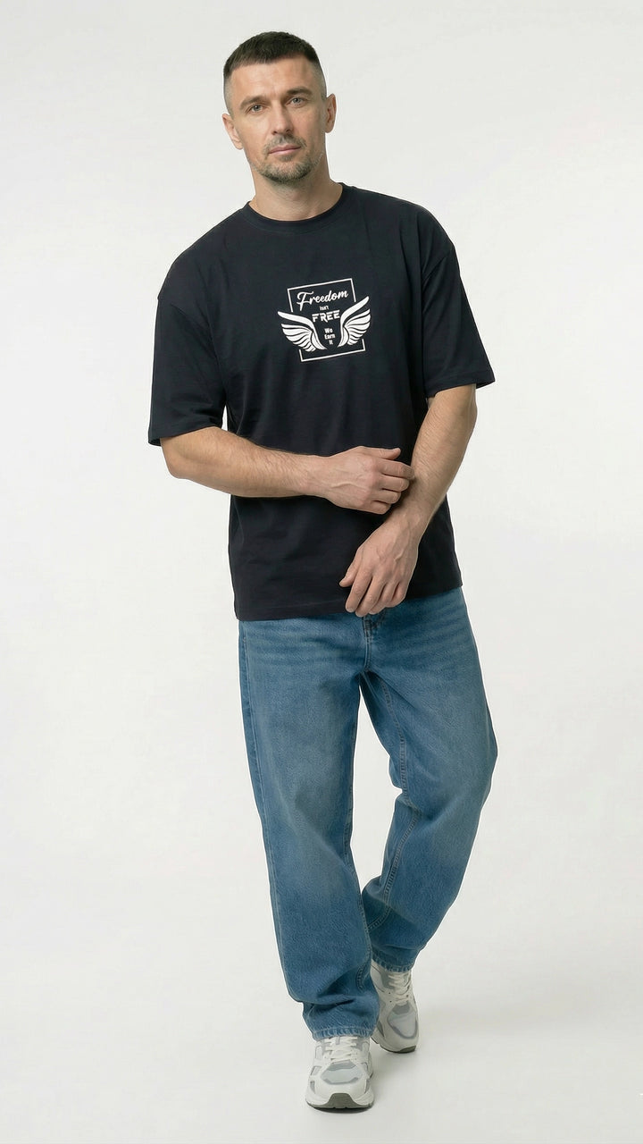 Freedom Black Dropshoulder T-Shirt