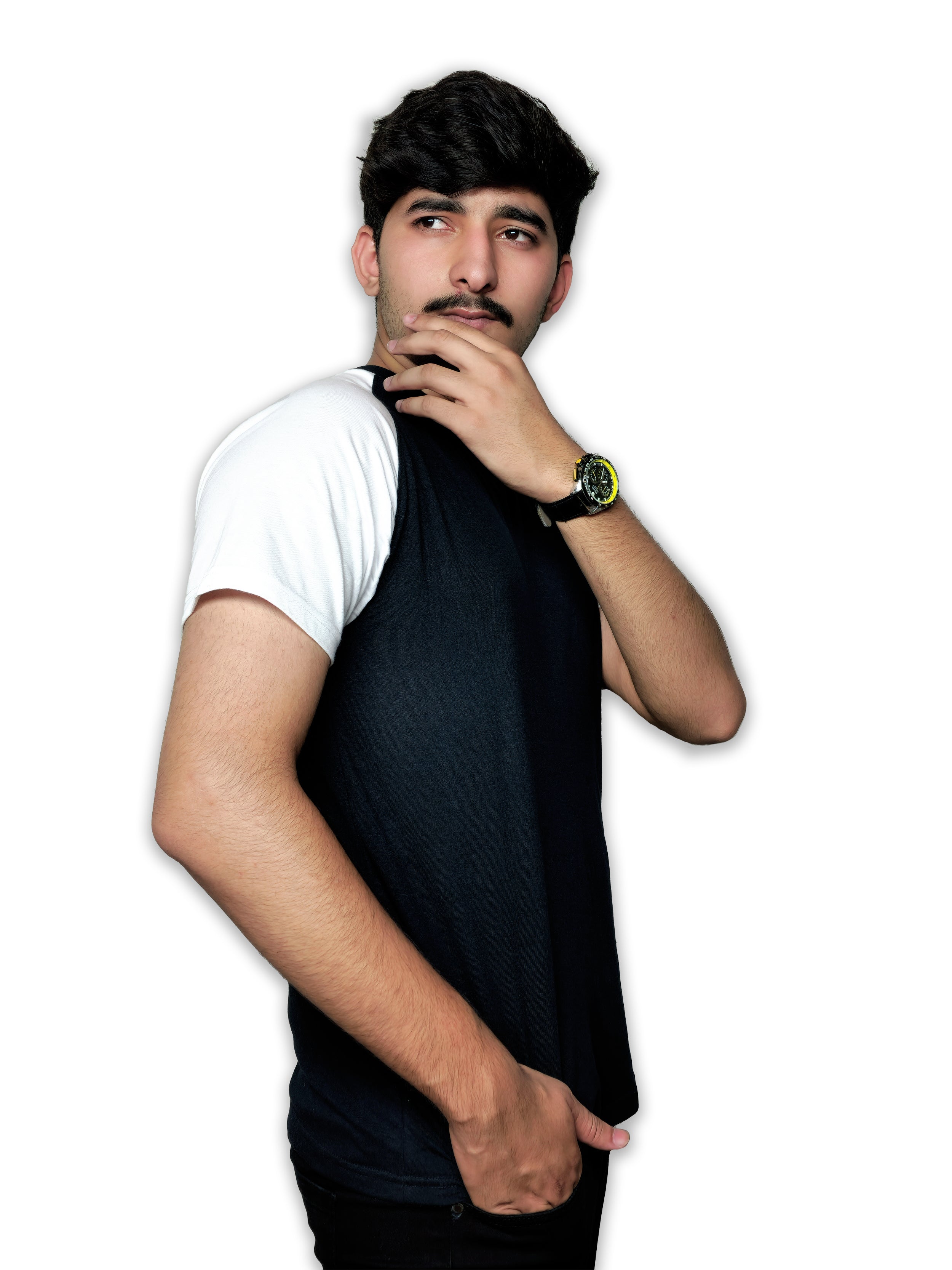 The Crew Raglan Classic – Black & White Fusion