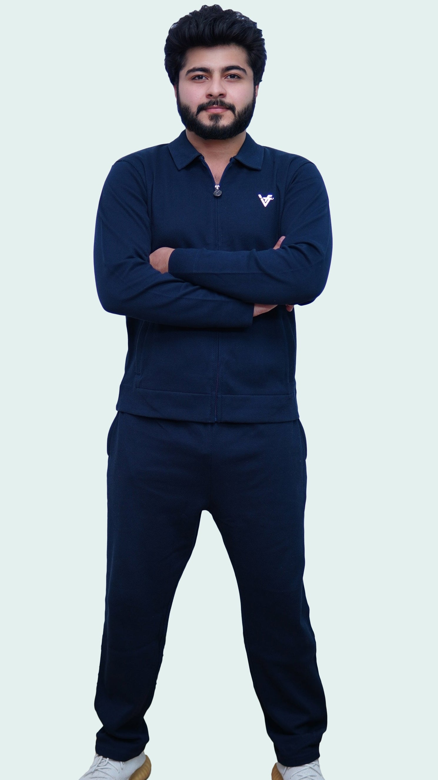 Elite Navy Jacquard Zipper Tracksuit