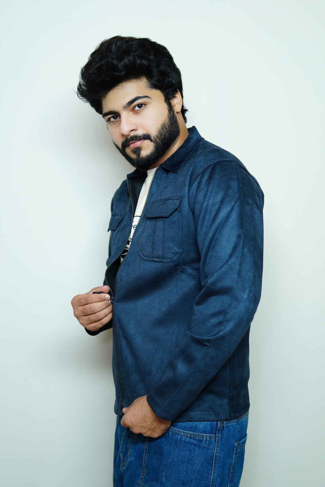 Veluxe Navy Suede Jacket
