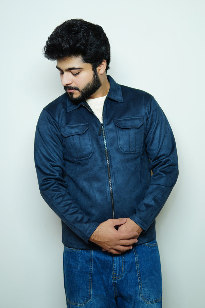 Veluxe Navy Suede Jacket