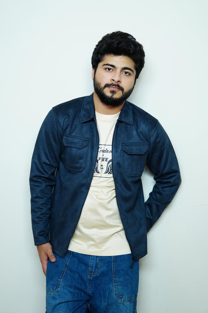 Veluxe Navy Suede Jacket