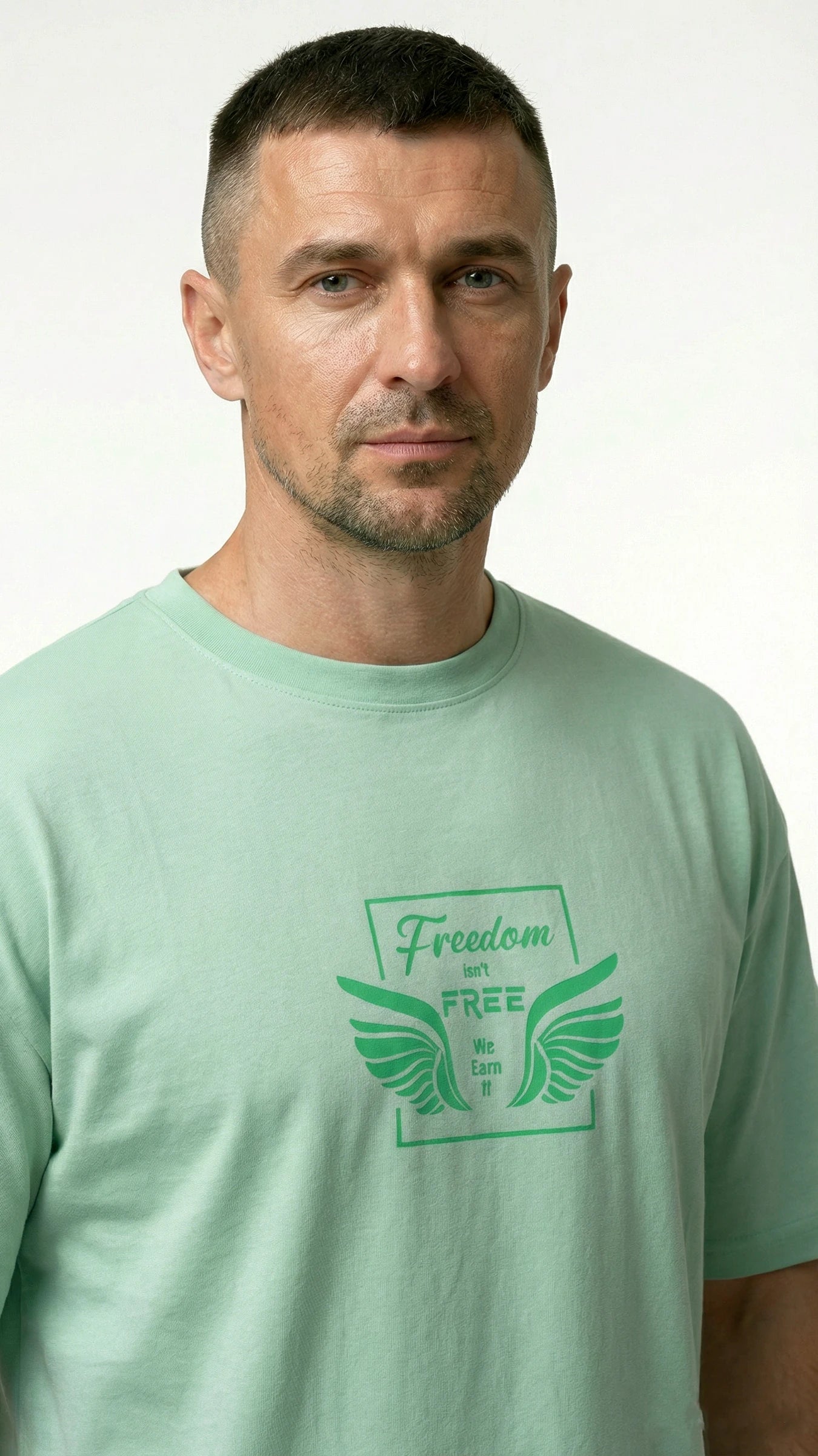 Freedom Light Green Dropshoulder T-Shirt