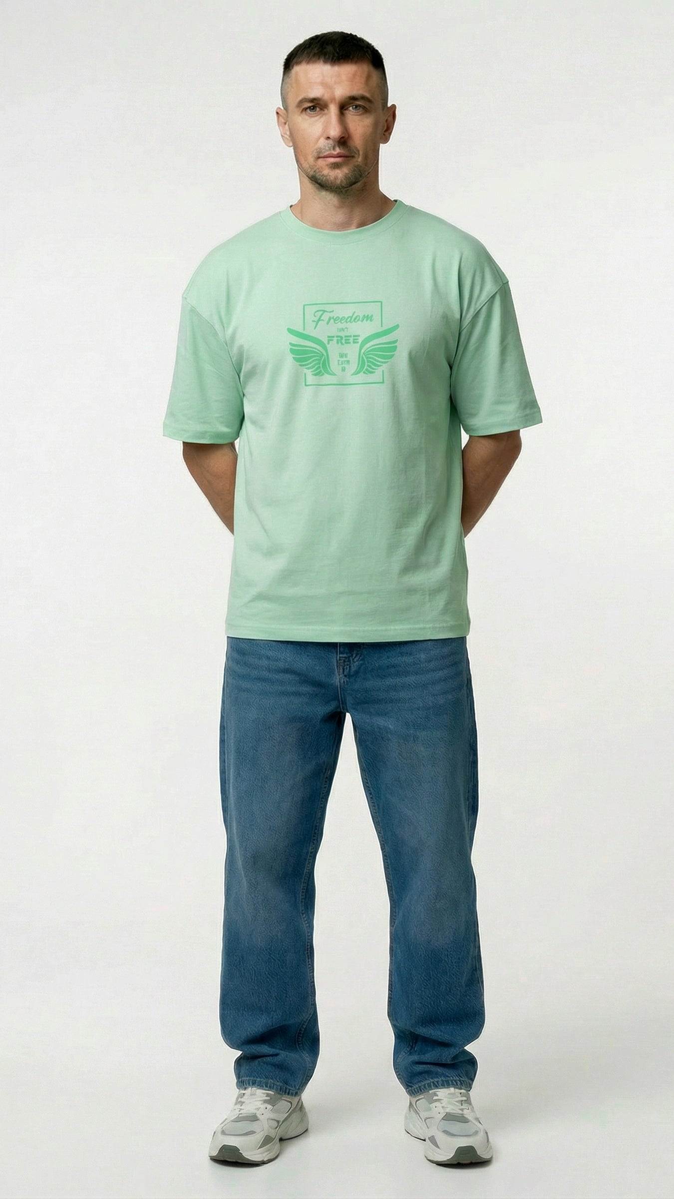 Freedom Light Green Dropshoulder T-Shirt