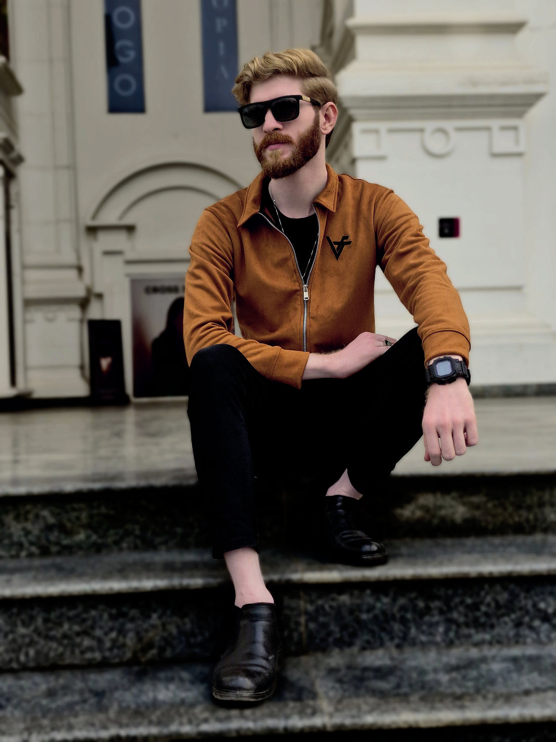 Premium Suede Camel Brown Zipper-Vogue Fashions