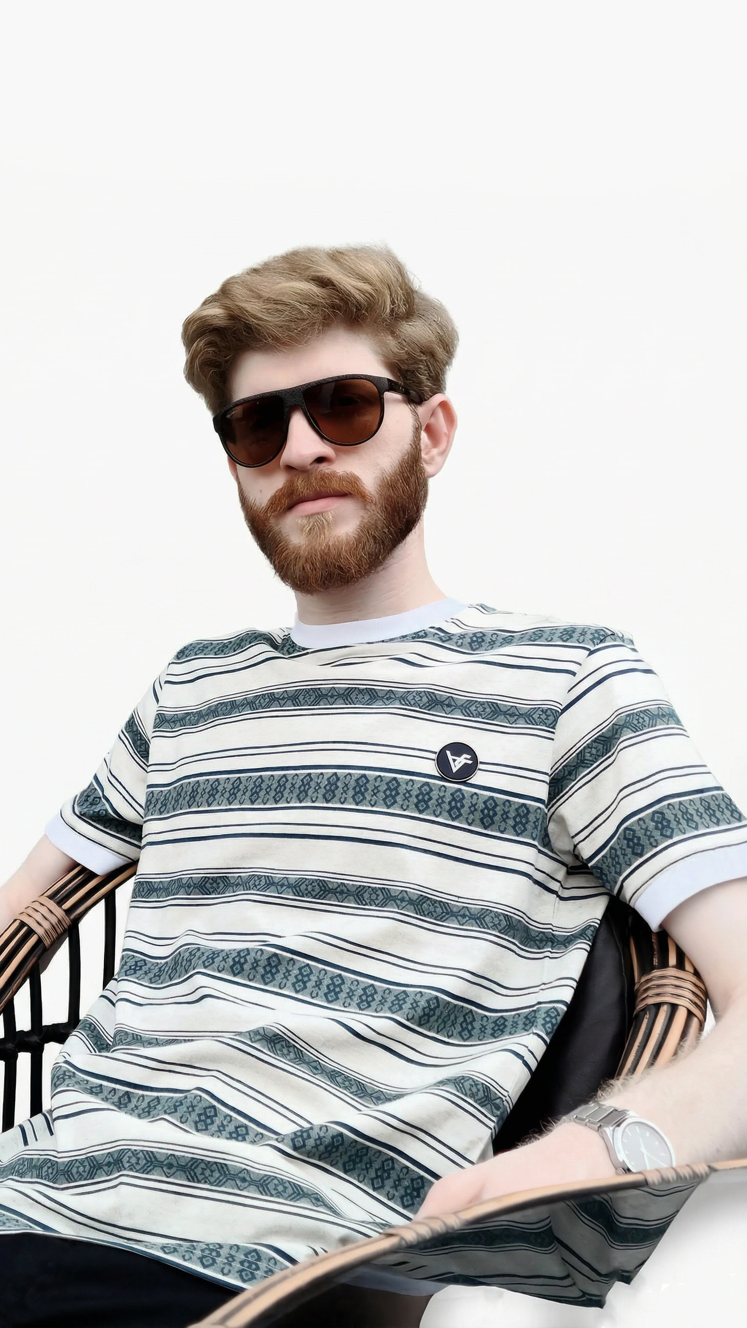 The Emerald Drift Tee – Striped Elegance