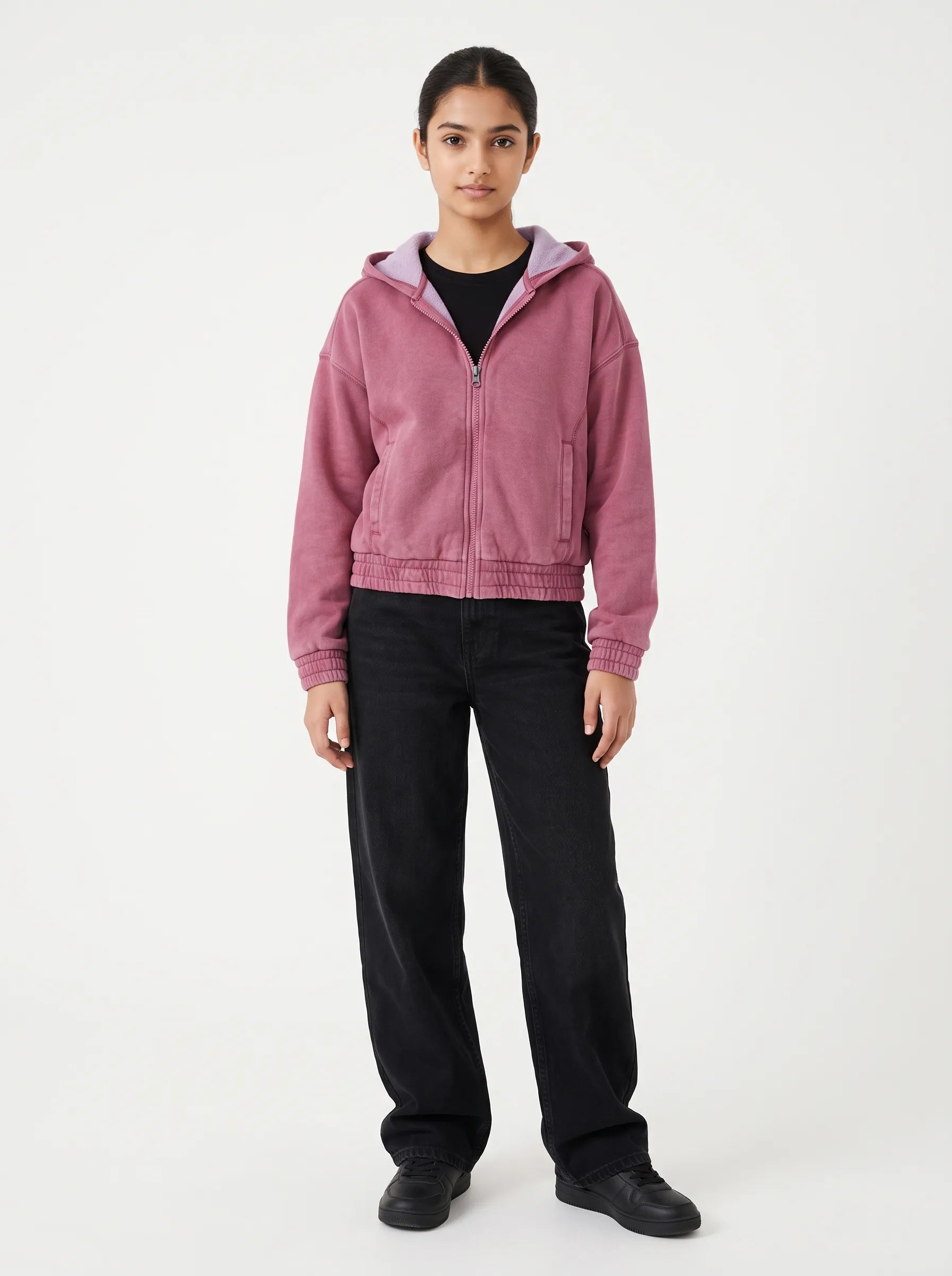 Pink Aura Acid Wash Cotton Boxy Fit Hoodie