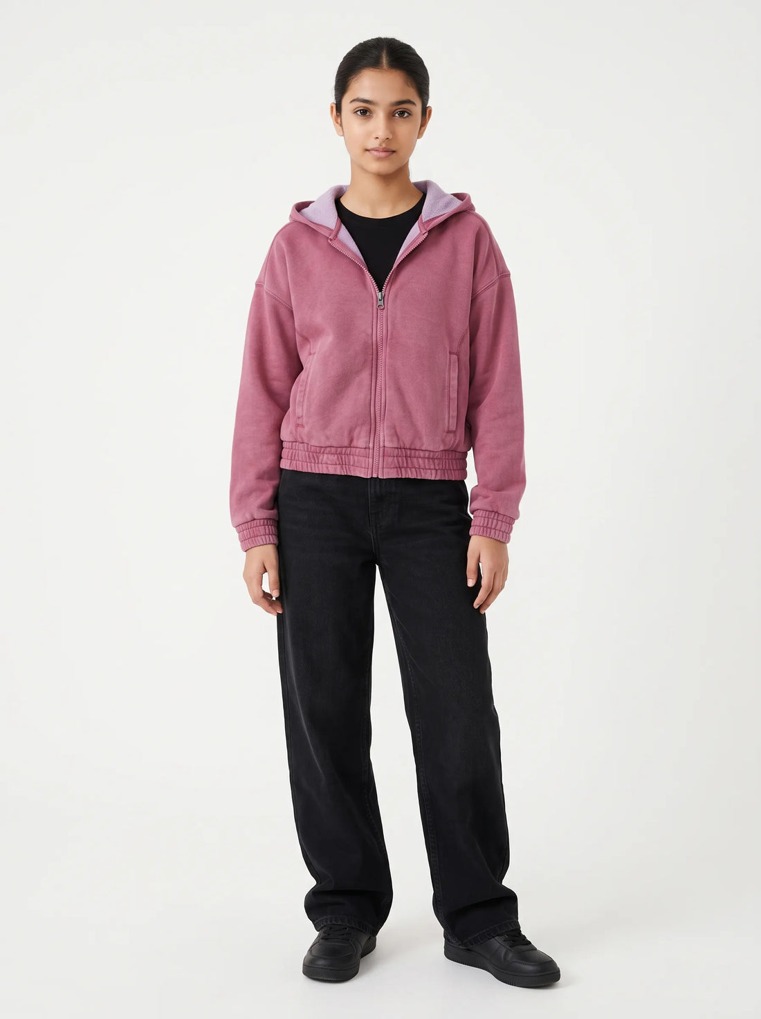 Pink Aura Acid Wash Cotton Boxy Fit Hoodie