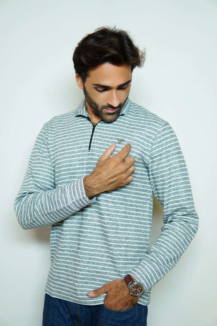 GreyWave Striped Sweatshirt