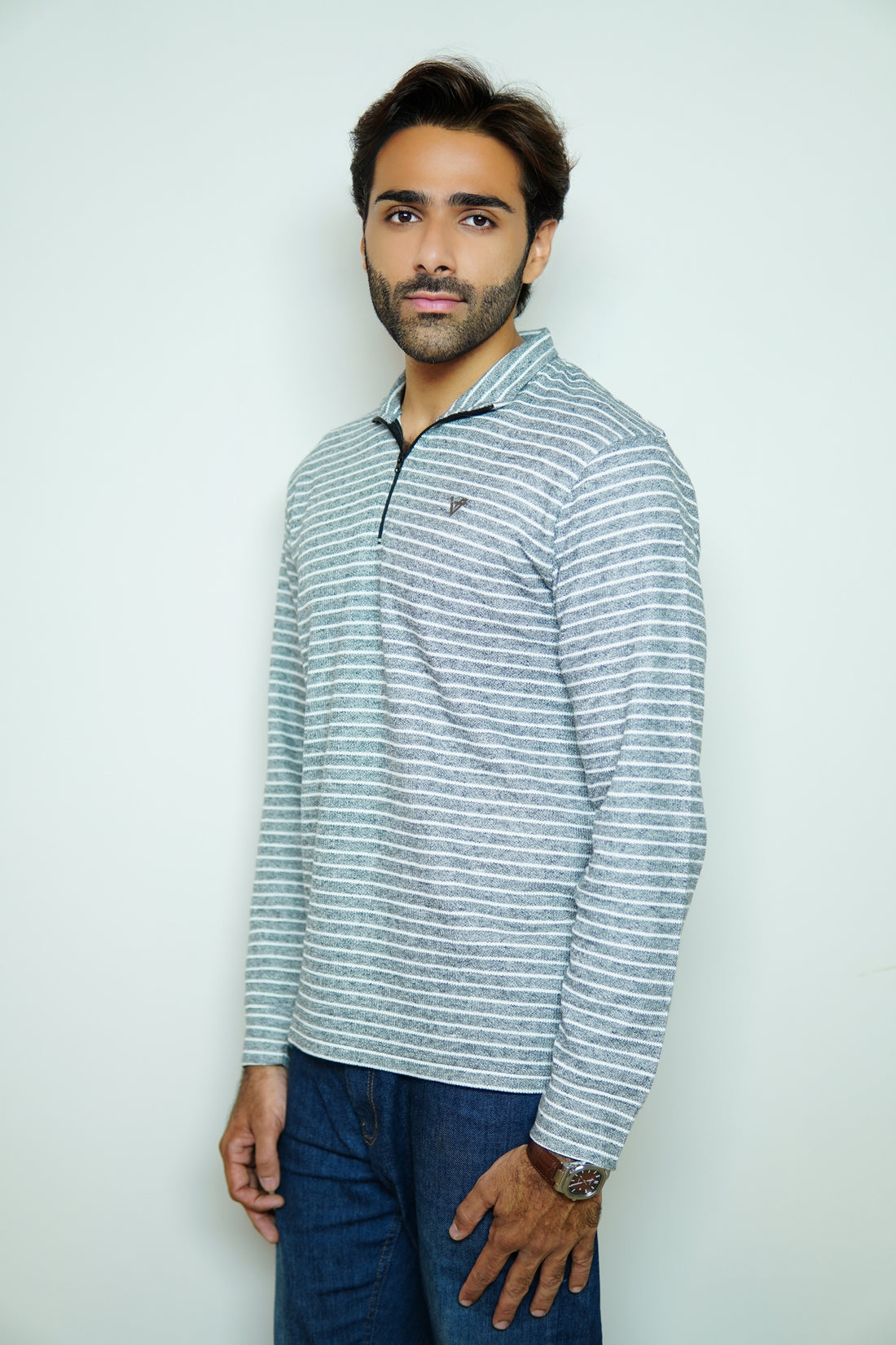 GreyWave Striped Sweatshirt