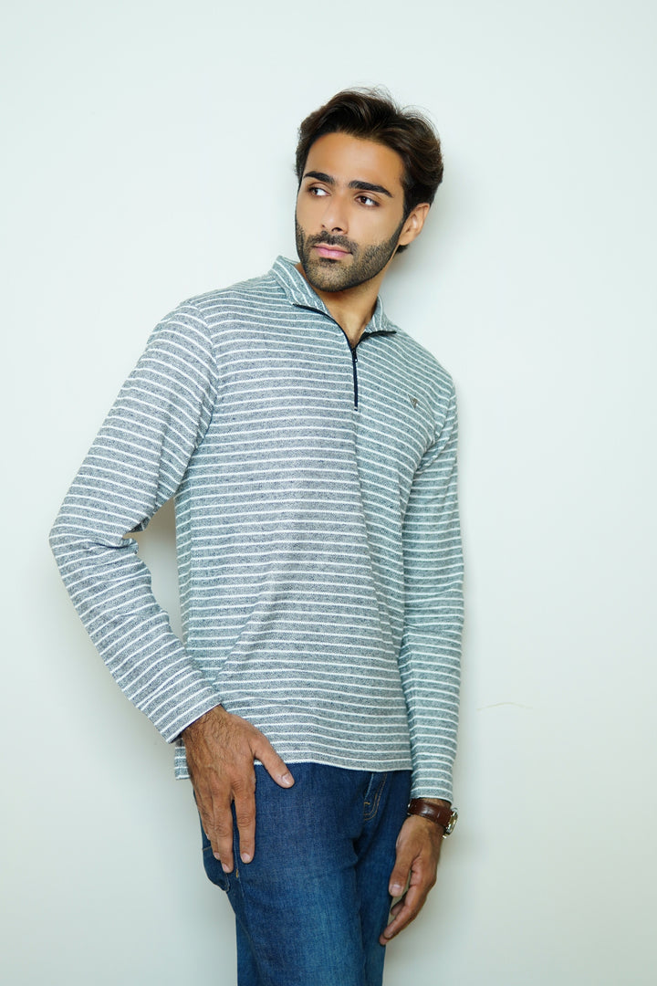 GreyWave Striped Sweatshirt