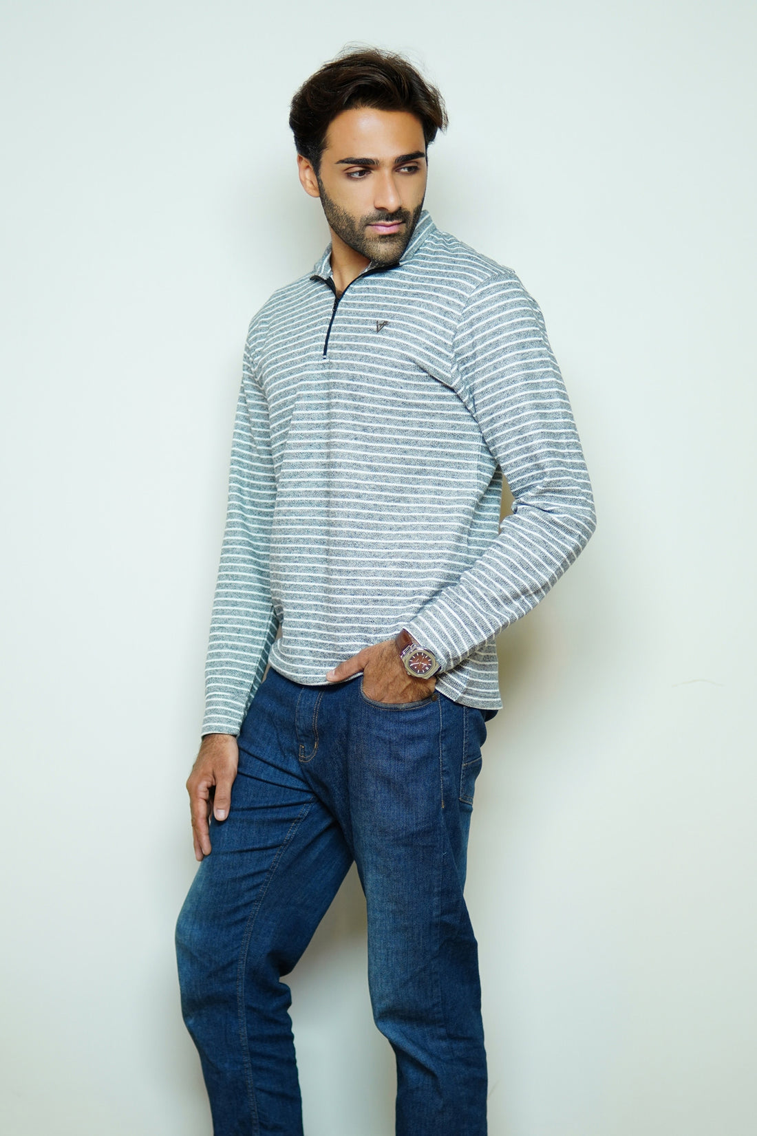 GreyWave Striped Sweatshirt