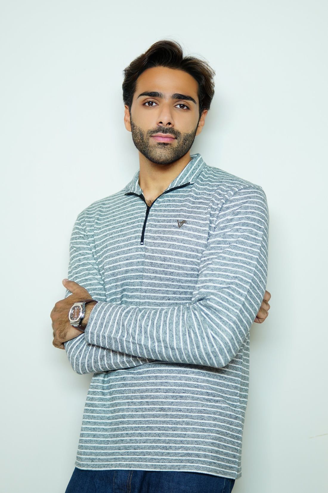 GreyWave Striped Sweatshirt