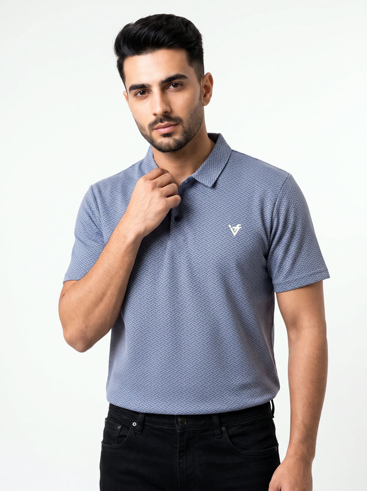 Blue infinity Cotton Polo