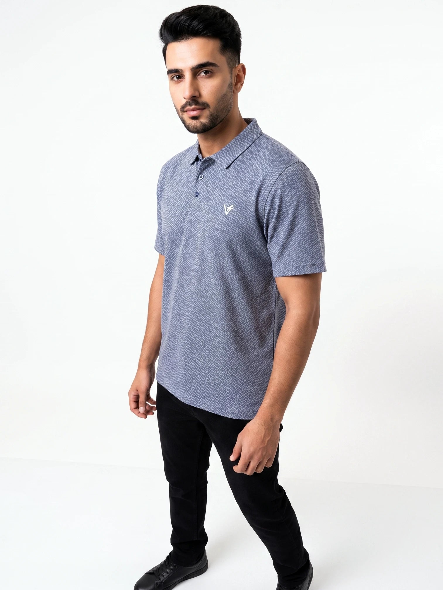 Blue infinity Cotton Polo