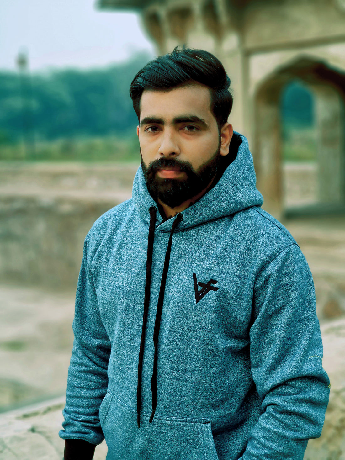 Men's Dark Turquoise Shaded Winter Hoodie