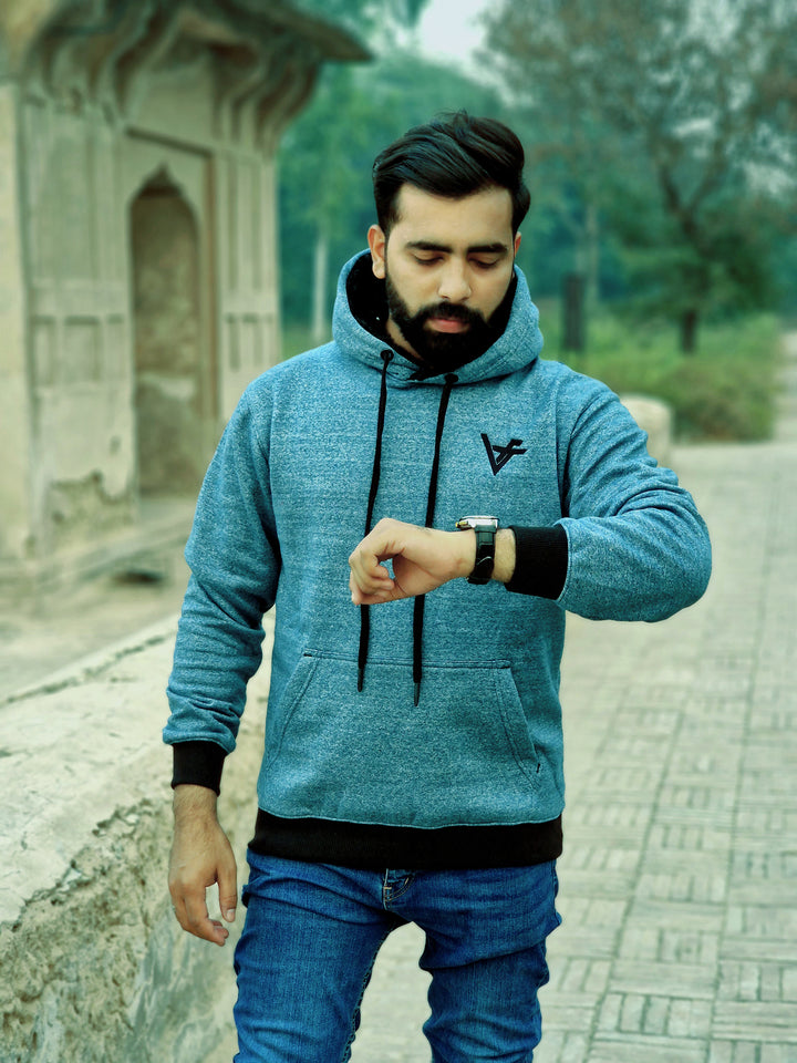 Men's Dark Turquoise Shaded Winter Hoodie