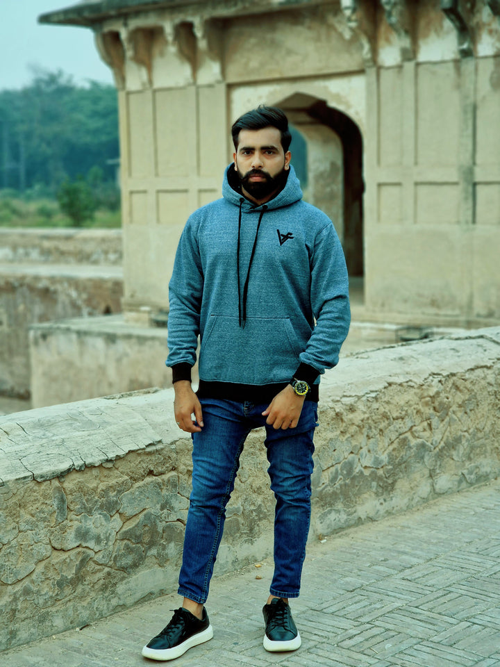 Men's Dark Turquoise Shaded Winter Hoodie