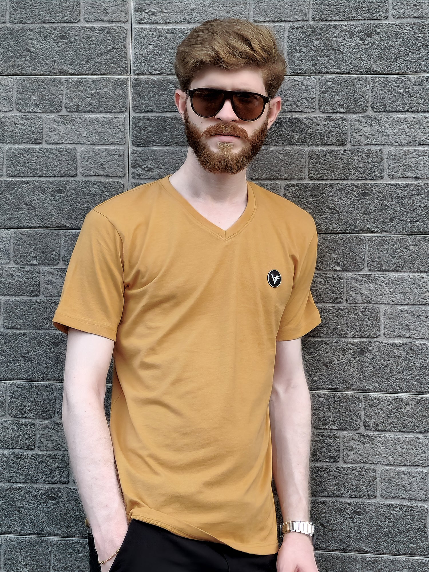 The Mellow Mustard V - Cotton V-Neck