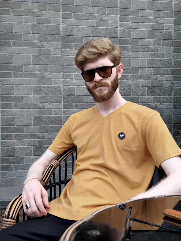 The Mellow Mustard V - Cotton V-Neck