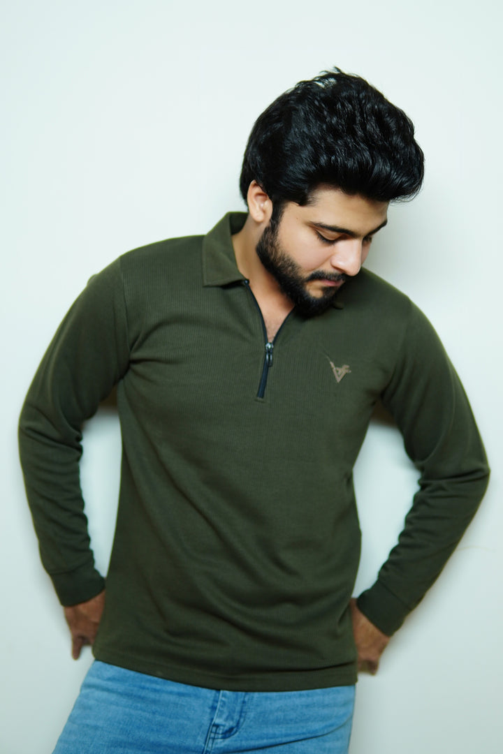 Olive Ridge Half Zip Polo