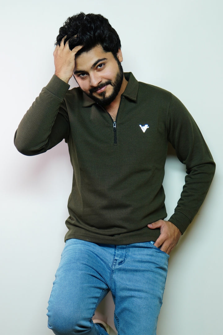 Olive Ridge Half Zip Polo