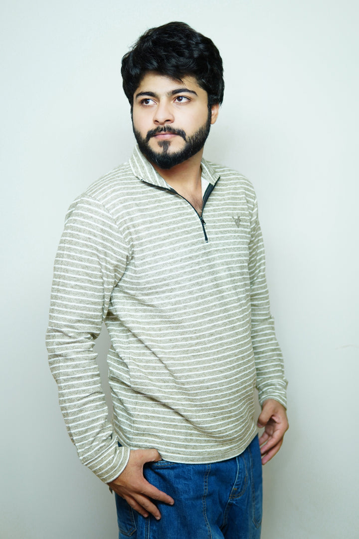 OliveWave Striped Sweatshirt
