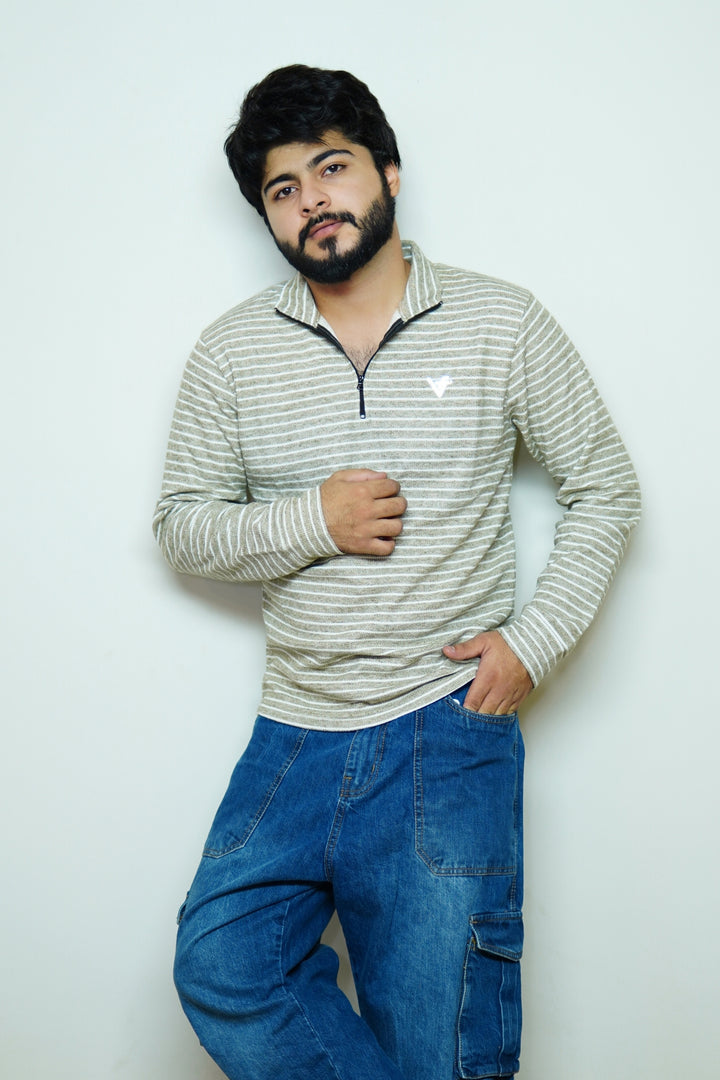 OliveWave Striped Sweatshirt