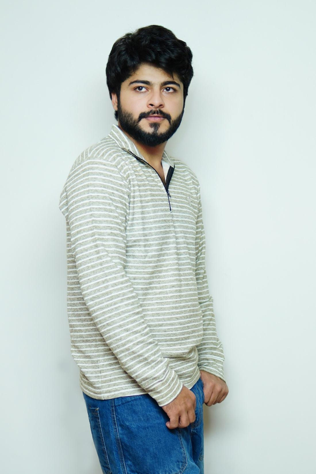 OliveWave Striped Sweatshirt