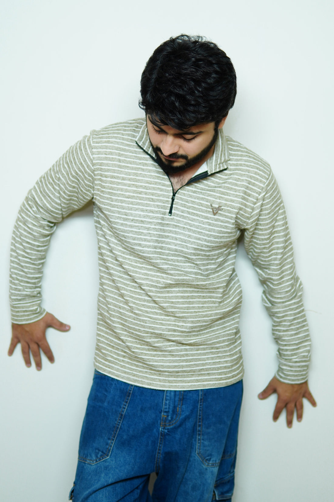 OliveWave Striped Sweatshirt