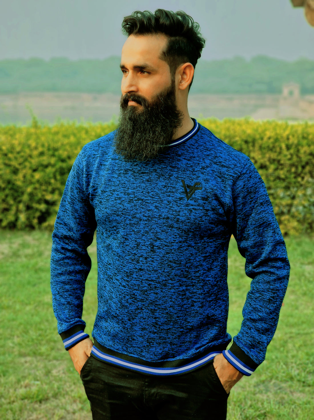 Premium Royal Blue & Black Stylish Sweat Shirt