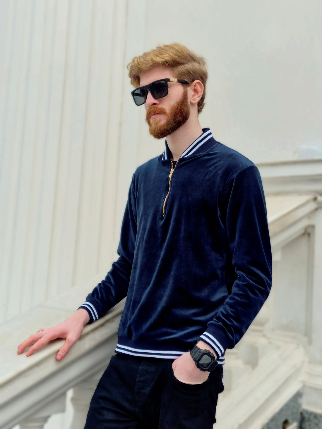Premium Milano Highly Stretchable Blue Zipper