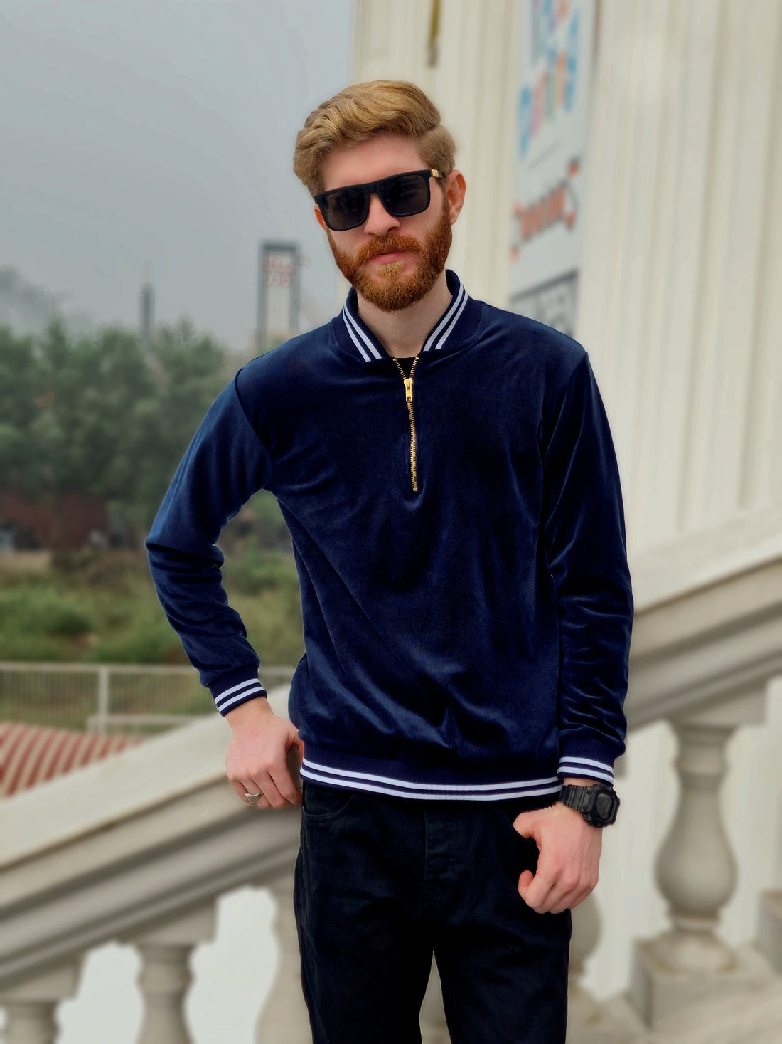 Premium Milano Highly Stretchable Blue Zipper
