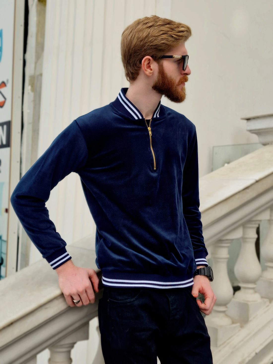 Premium Milano Highly Stretchable Blue Zipper