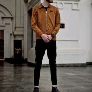 Premium Suede Camel Brown Zipper-Vogue Fashions