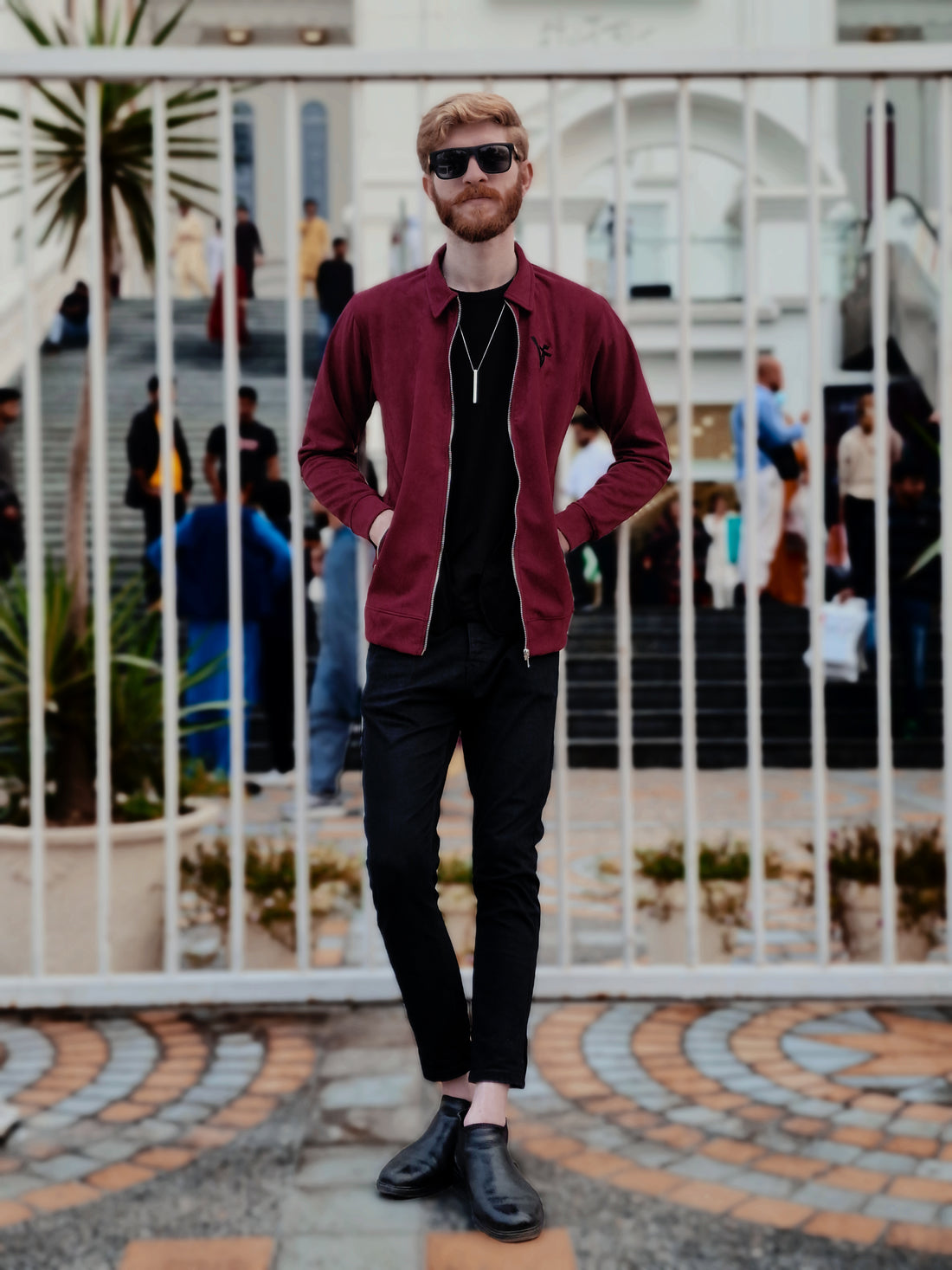 Premium Suede Maroon-Red Zipper-Vogue Fashions