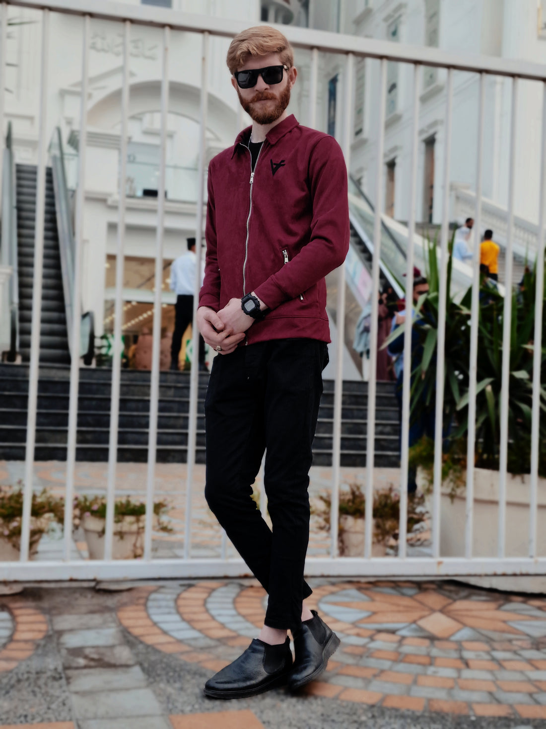 Premium Suede Maroon-Red Zipper-Vogue Fashions