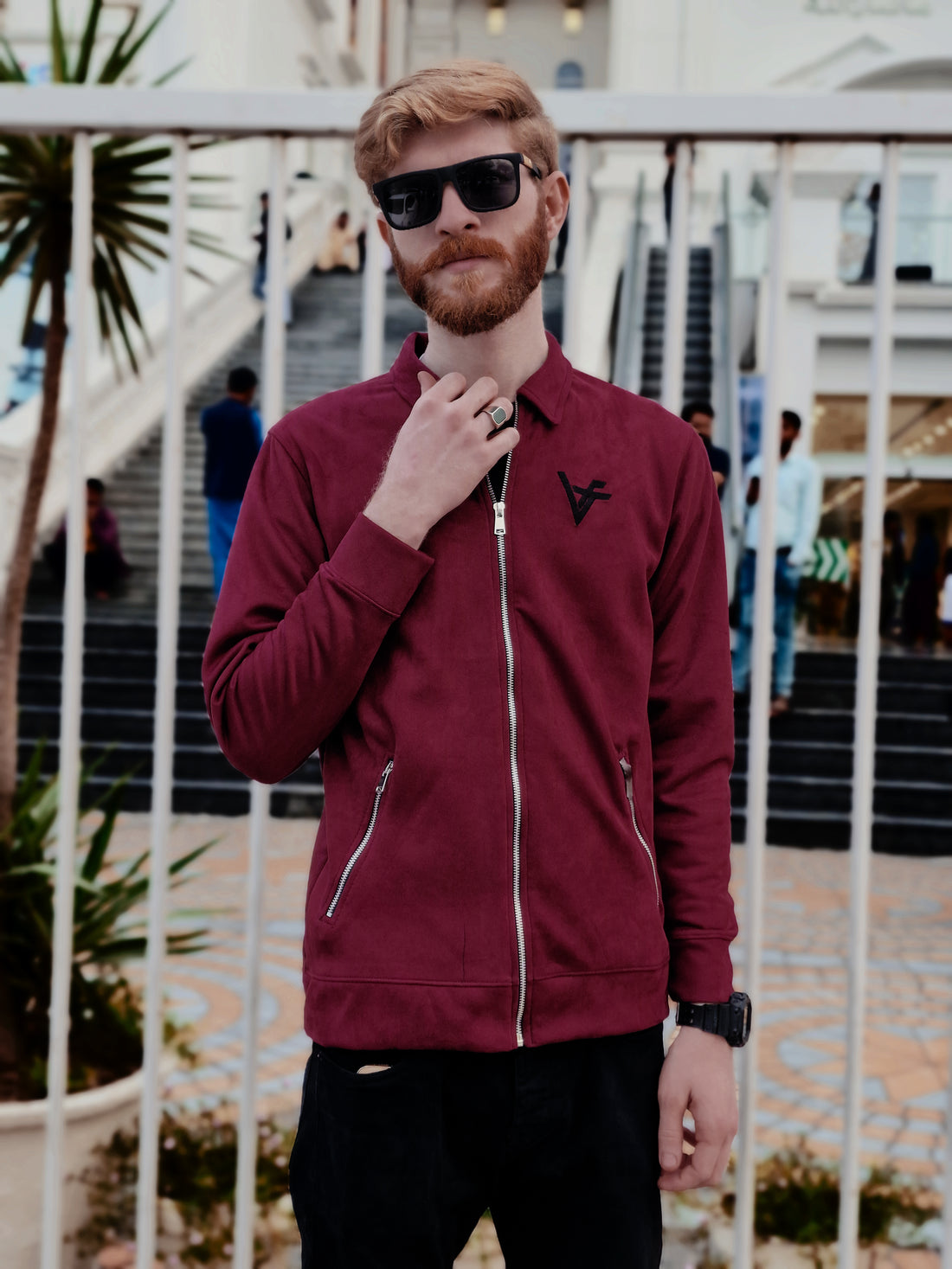 Premium Suede Maroon-Red Zipper-Vogue Fashions