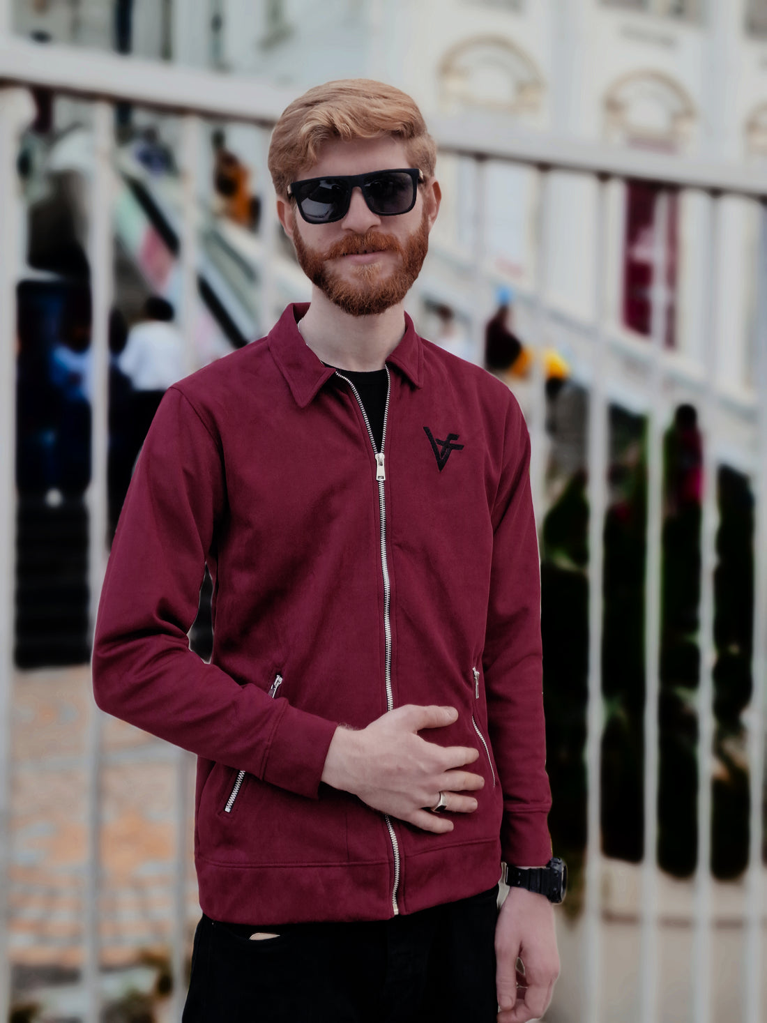 Premium Suede Maroon-Red Zipper-Vogue Fashions