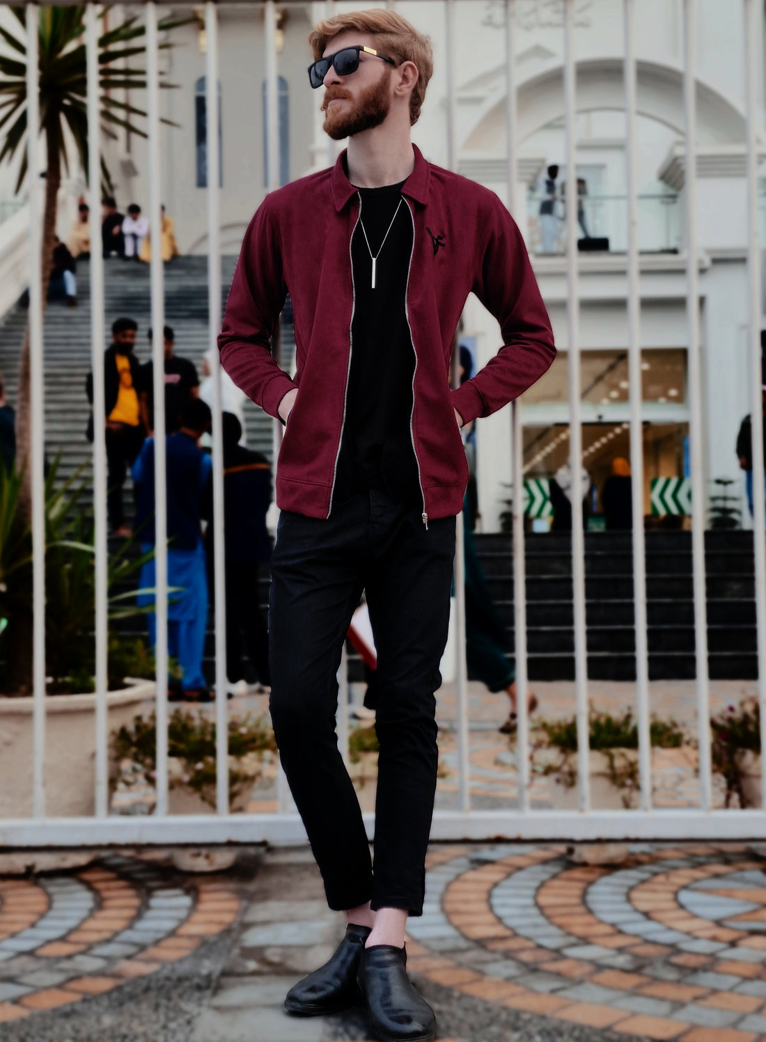 Premium Suede Maroon-Red Zipper-Vogue Fashions