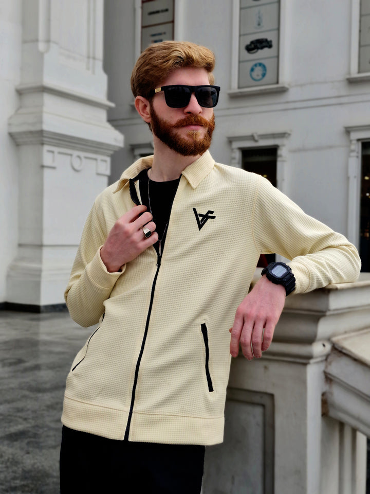 Premium Waffle Cream Shaded Zipper-Vogue Fashions