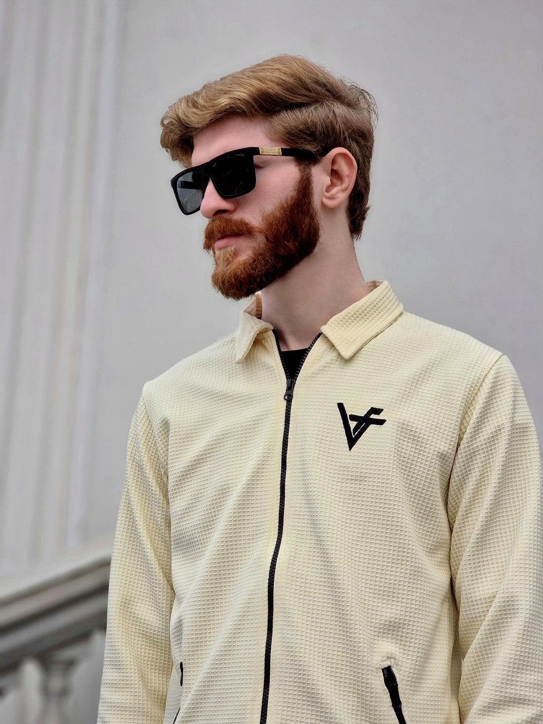 Premium Waffle Cream Shaded Zipper-Vogue Fashions