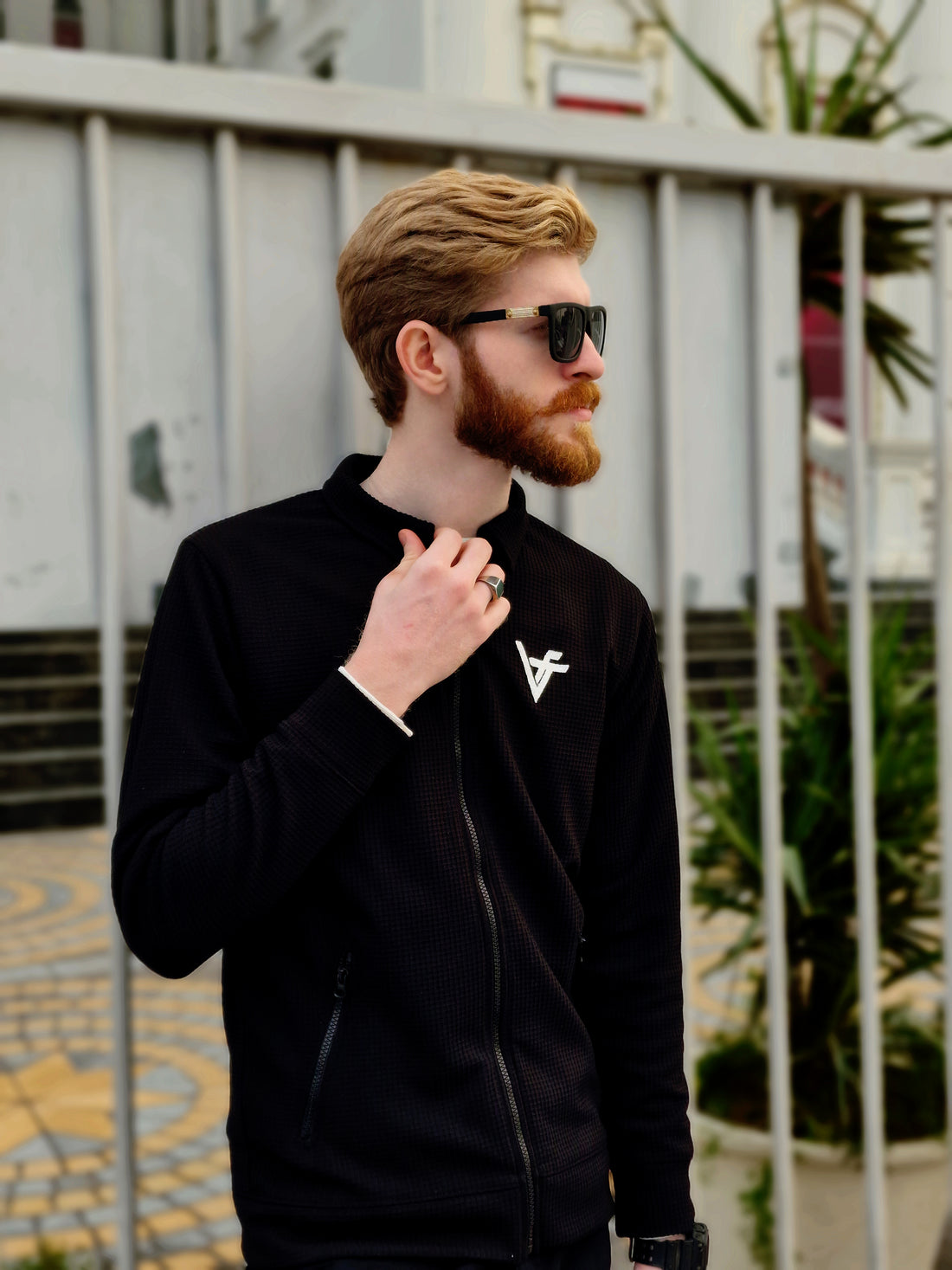 Premium Waffle Jet Black Zipper-Vogue Fashions