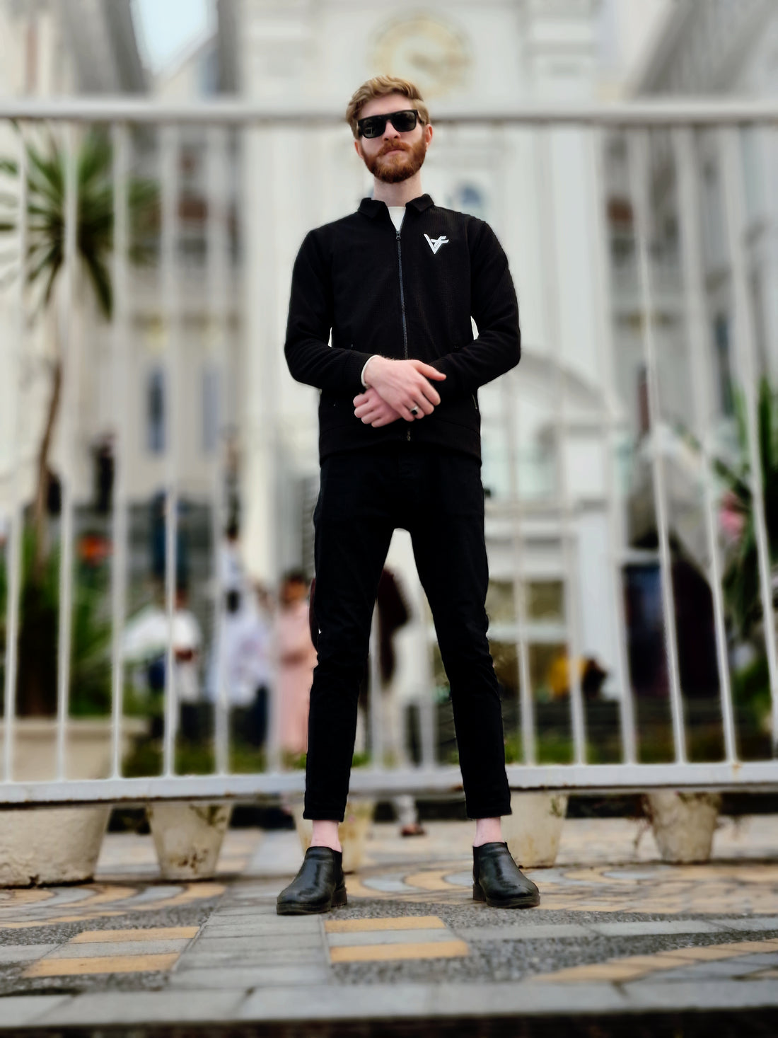 Premium Waffle Jet Black Zipper-Vogue Fashions