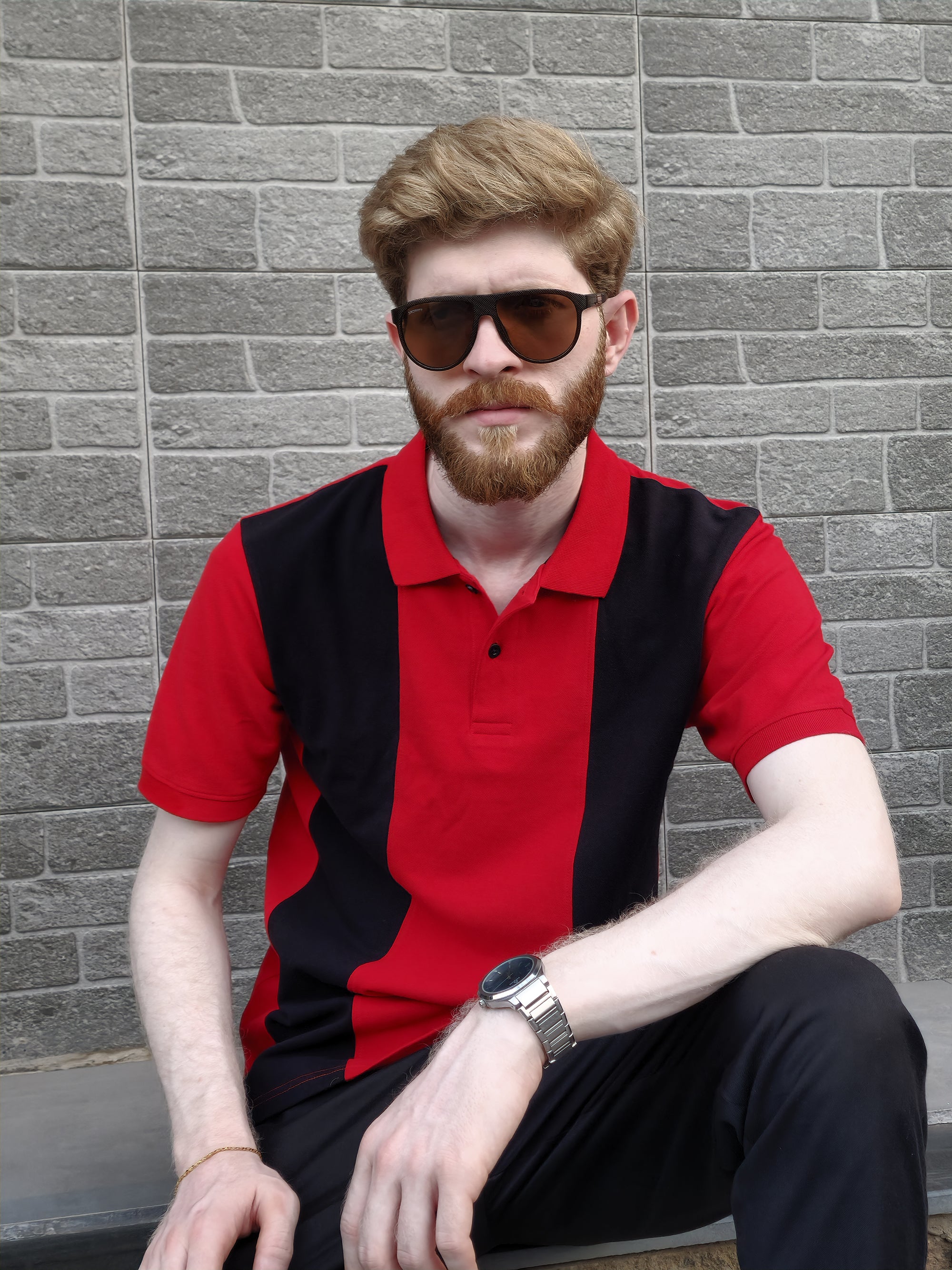 The Crimson Dual Polo - Black Panel Fusion