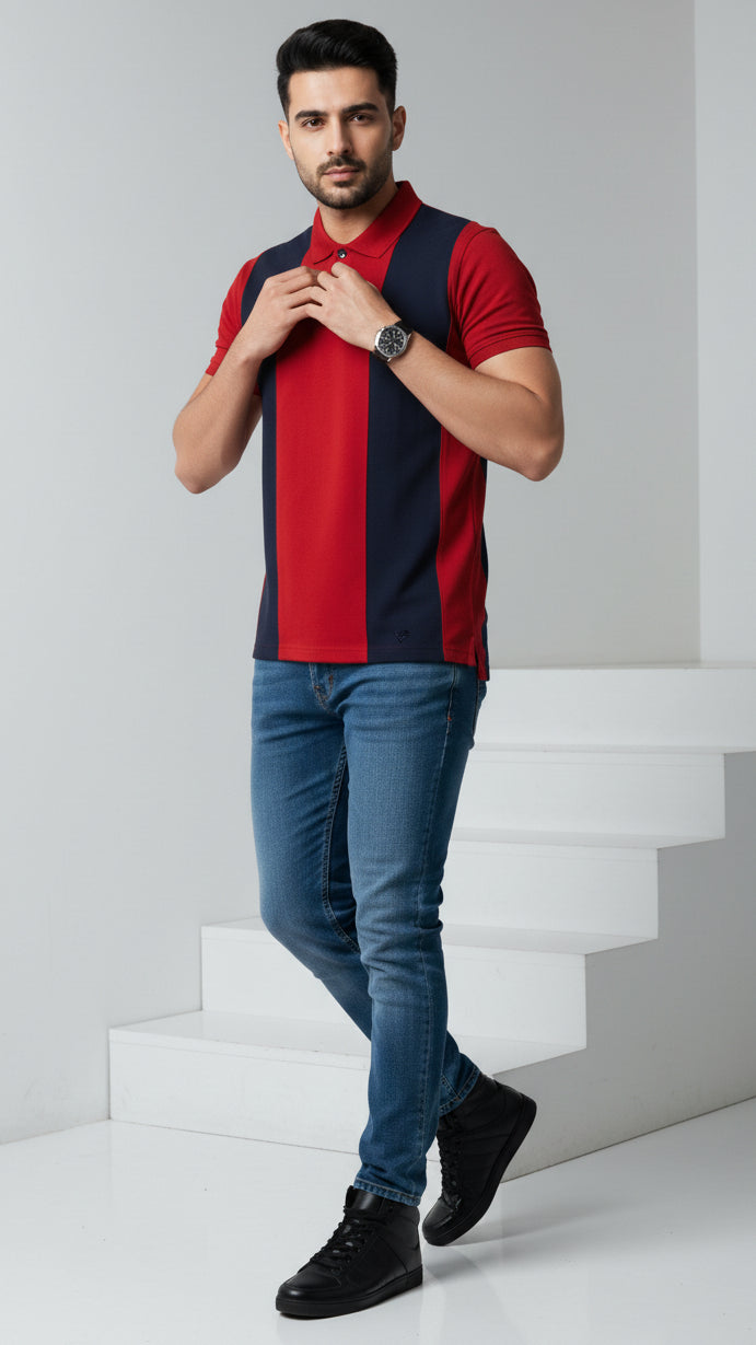 The Crimson Dual Polo - Black Panel Fusion